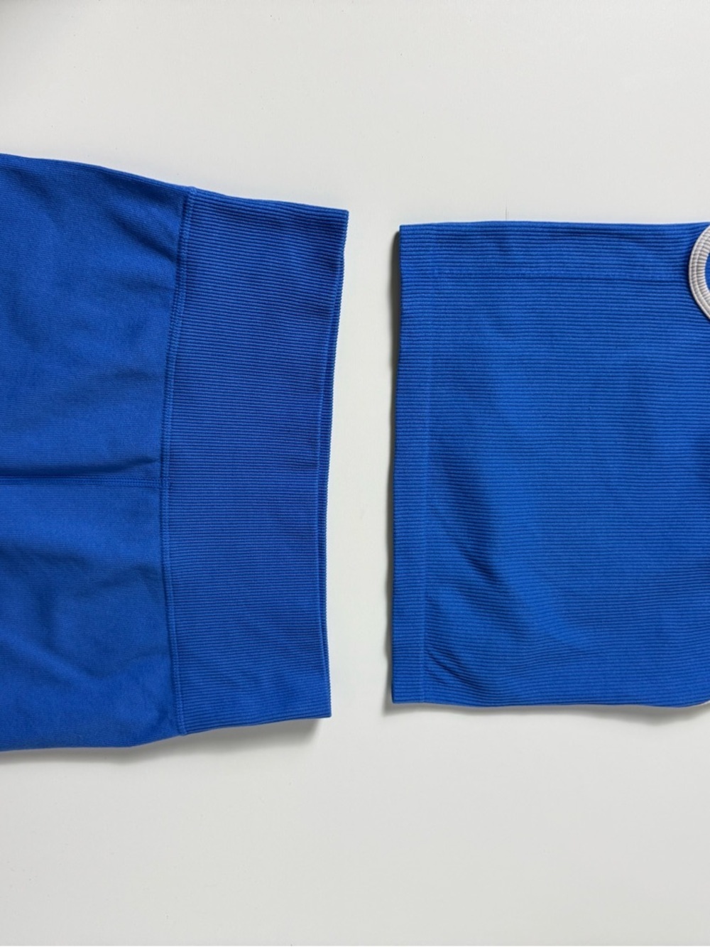 Blue Ribbed Crop Tank Shorts Set Y2K Sporty Athleisure S - Picture 2 of 12